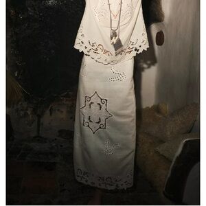 Zara ZW Collection Embroidered White Eyelet Skirt